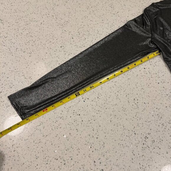 NWT LIVE IN THE MOMENT Metallic Shimmer Dark Silver Bodysuit Size M Deep V - Picture 10 of 10